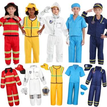 Imagem de Toddler Dress Up Clothes Kids Boys Costumes for Play 5 Sets Includes Astronaut Doctor Firefighter Construction Police Kids Toddlers Boys Halloween Costumes Birthday Gifts for Age 3 4 5 Year Old