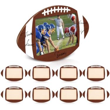 Imagem de COZFUR Pacote com 8 porta-retratos de futebol para fotos de 10 x 15 cm, moldura de madeira para presente de time de futebol americano para exibição de mesa, placa de prato para casa