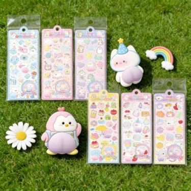 Imagem de Adesivos de bumbum fofos 3D aleatórios, folha de material multicamadas de 1 peça para laptop, diário, capa de telefone, decalques reutilizáveis e texturizados