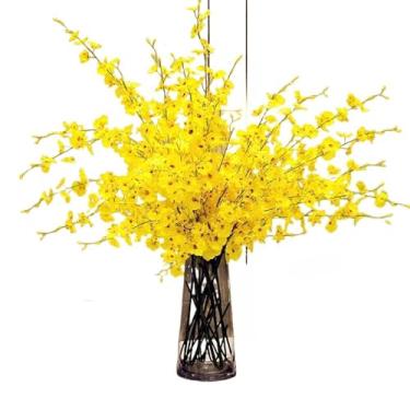 Imagem de 10 Unidades Galho Orquídea Chuva de Ouro Artificial 450 Flores Decoração(RZF022-Vermelho-1000 Peças)