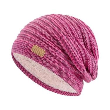 Imagem de Gorro De Inverno Unissex Com Listras E Forro De Pelúcia, Chapéu Tricot
