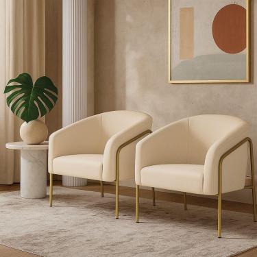 Imagem de Poltrona Sala Industrial Alta Dourado Kit 2 Stella Suede D03 - D'rossi Grafite