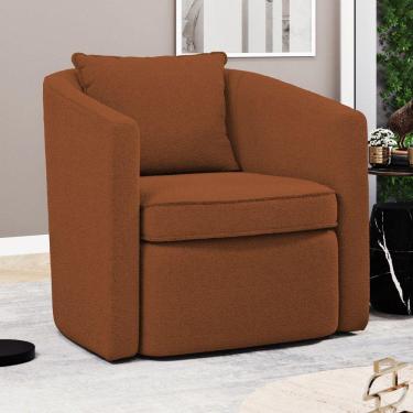 Imagem de Poltrona Decorativa Sala De Estar Aimê Bouclê Terracota - Desk Design