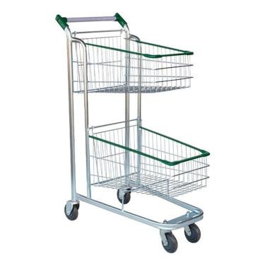 Imagem de Carrinho Supermercado Compra Tubular Zincado Cesto Duplo 70l