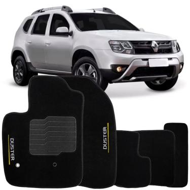 Imagem de Tapete Carpete Duster 2016 à 2019 Preto Logo Bordado Jogo 5 Peças Personalizado Automotivo