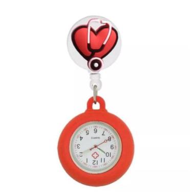 Imagem de Relógio Lapela Enfermagem Analógico Cordão Tipo Ioiô Quartzo - Memory 