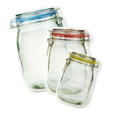 Imagem de Kit 3 Sacos Zip Lock Hermético Reutilizável Formato Pote