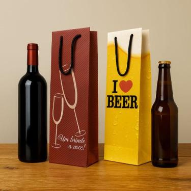 Imagem de 60 Sacolas para Garrafas Bebidas Vinho Atacado Reforçadas Coloridas e 
