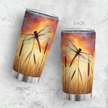 Imagem de Copo Oasisdream de aço inoxidável 600ml com estampa de libélula