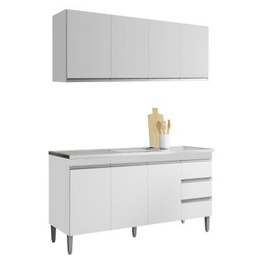 Imagem de Armario Aereo E Balcao Para Pia 150 Cm Andreia Branco Reajl Moveis Branco