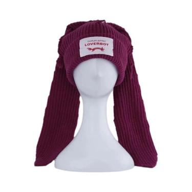 Imagem de Gorro Feminino De Inverno De Crochê Com Orelhas De Raposa Longas, Esti