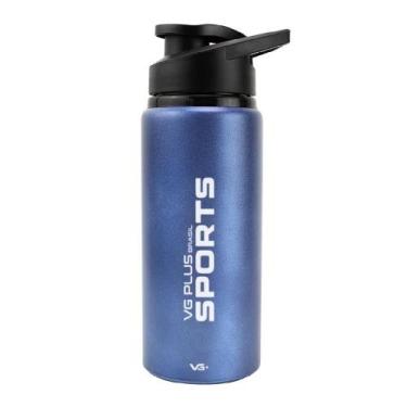 Imagem de Garrafinha Squeeze Alumínio Brilhante com Trava 600ml Academia Vg+, Az