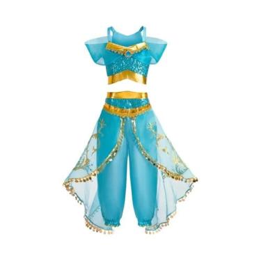 Imagem de Vestido de Princesa Jasmine para Meninas - Fantasia de Halloween e Car