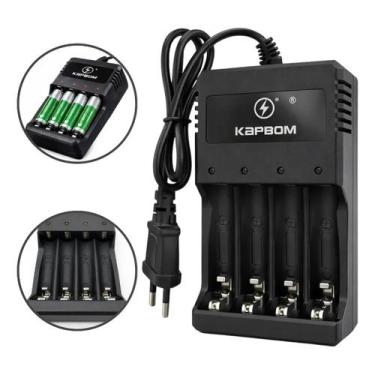 Imagem de Carregador Pilhas Recarregáveis Aa/aaa 4 Slots Rápido Bivolt - Kapbom,