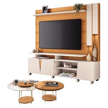 Imagem de Estante Home Theater Virtus Cinamomo Off White com Kit Mesa de Centro 