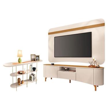 Imagem de Rack Bancada Elara E Painel Armony Off White Cinamomo Com Aparador Infinity Off White - Hb Móveis