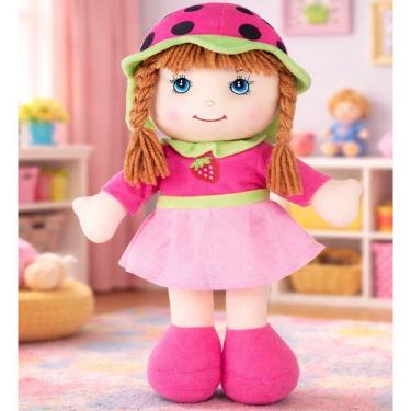 Imagem de Boneca De Pano Baby Fruit Morango Bebê Criança Fofinha