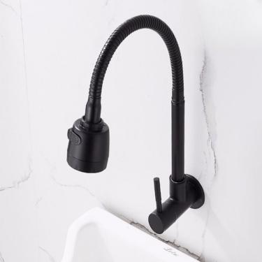 Imagem de Torneira de Cozinha Estilo C 1-4 de Volta de Bancada em Cerâmica e Silicone com Bica Gi...