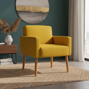 Imagem de Poltrona Hope Decorativa Confortável Para Sala Quarto Recepção Tecido Suede Pés Palito