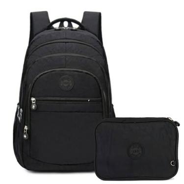 Imagem de Kit Mochila Feminina Escolar Notebook + Estojo Box Bolsinha Divisória-Feminino