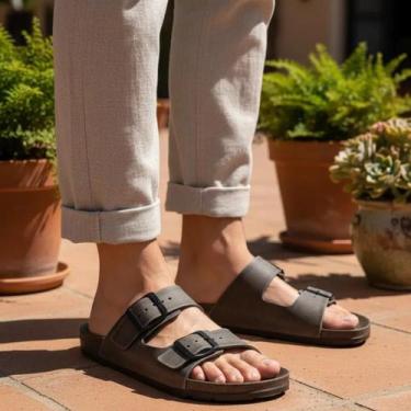 Imagem de Sandália Democrata Masculina Couro Bovino Legítimo Original, Smoke, 42