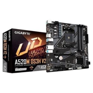 Imagem de Placa-Mãe Gigabyte A520M DS3H V2, AMD, Micro ATX, DDR4, Preto - A520M DS3H V2-Unissex