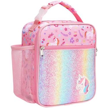 Imagem de Lancheira Bagseri Kids Girls Isolada, Unicórnio Rosa Reutilizável
