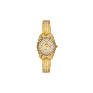 Imagem de Relogio orient automatico champanhe metal dourado nh6gg006 c1kx, DOURA