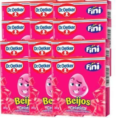 Imagem de Kit 12 Gelatina Fini Beijos Dr. Oetker 20gr
