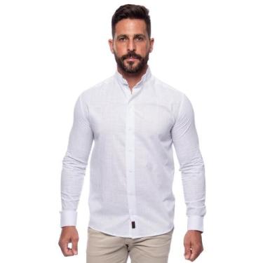 Imagem de Camisa Masculina Linho Manga Longa Gola Padre Lisa Casual - Teodoro, B