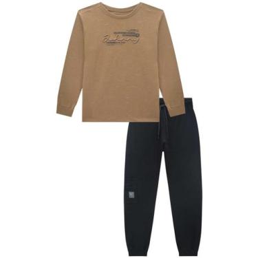 Imagem de Conjunto Moletom Calça Jogger Menino Johnny Fox, Bege, 8