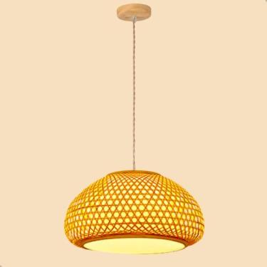 Imagem de Pendente Redondo Luminária Teto Rustico Bambu Palha Natural - GMH TRAD