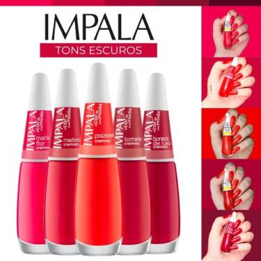 Imagem de Esmalte Impala Tons Vermelhos e Marsala Cremoso Esmaltes Atacado, 5 Es