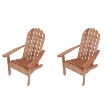 Imagem de Conjunto 2 Cadeiras de Jardim em Madeira Maciça Adirondack Marrom - Ce