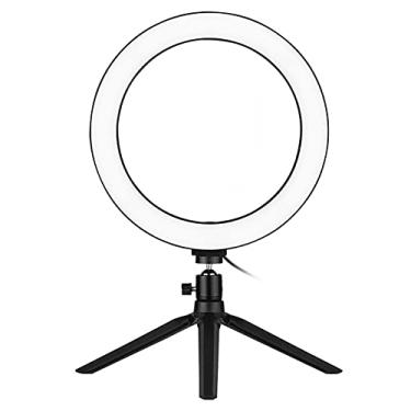 Imagem de fantaxi docooler Luz de anel LED de 26cm / 10 polegadas com suporte para tripé Suporte do telefone Obturador remoto 3200K-5500K Lâmpada de luz para câmera de mesa regulável 3 modos de luz e 10 níveis