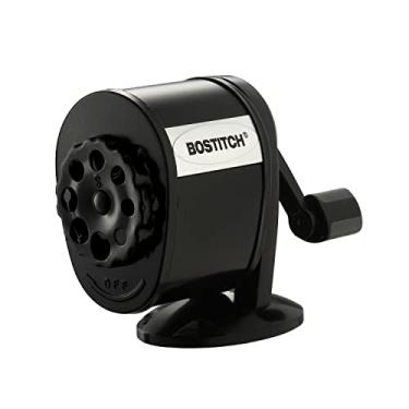 Imagem de Bostitch Office Apontador de lápis manual para montagem na parede, protetor de ponta, mostrador de 8 furos, vida útil do cortador 6x mais longa, montagem vertical ou horizontal preta (MPS1-BLK)