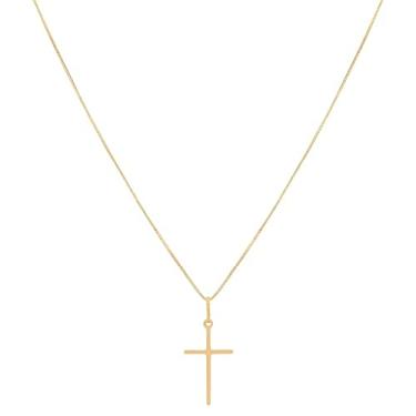 Imagem de Cordão Corrente Veneziana 60cm Pingente Cruz Crucifixo Banhado Ouro18k