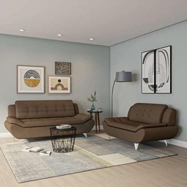 Imagem de Conjunto de Sofá 2 e 3 Lugares New Passion Suede Café