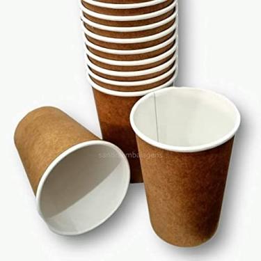 Imagem de Copos de Papel Descartável 200ml Biodegradável Kraft Marrom - Kit c/ 1000 unid - Ideal para consumos de bebidas quentes ou gelados.
