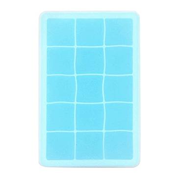 Imagem de Bandeja de cubo de gelo 15 grade bandeja de gelo de silicone de grau alimentício com tampa para casa faça você mesmo molde de cubo de gelo forma quadrada máquina de sorvete acessórios de barra de cozinha molde de cubo de gelo (cor: azul)