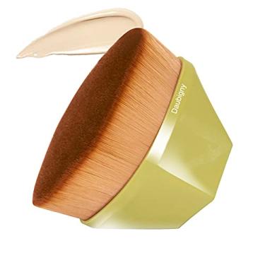 Imagem de Pincel de maquiagem Kabuki de ponta plana hexágono facial blush líquido em pó para misturar cosméticos líquidos, cremes ou em pó impecáveis com capa protetora bônus (amarelo)
