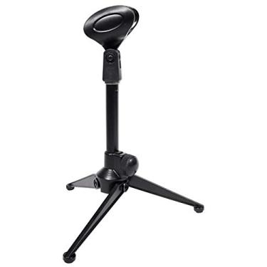 Imagem de Rockville RDTS Suporte de microfone de tripé de mesa de estúdio de altura ajustável, estrutura de metal, design dobrável, adaptador de clipe de microfone incluído, para podcasts e streaming