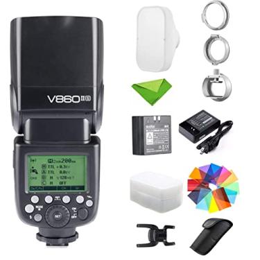Imagem de Godox V860II-S Kit HSS 1/8000s GN60 2.4G TTL com Godox ML-CS1625 Difusor de Flash Bateria Li-ion para Câmera Flash Speedlite Light Compatível com Câmera e Filtros de Cor e Difusor (V860II-S)