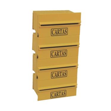 Imagem de Caixa Correio Condomínio Detrás Para Muro Amarela 4 Módulos