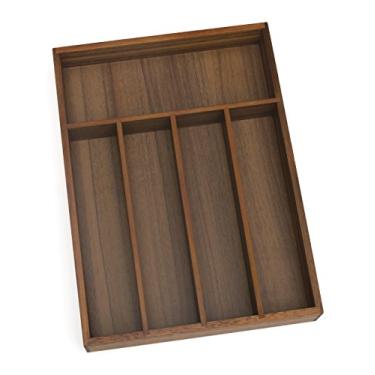 Imagem de Lipper International Organizador de talheres de madeira de acácia 1076 com 5 compartimentos, 26 x 35,5 x 5 cm