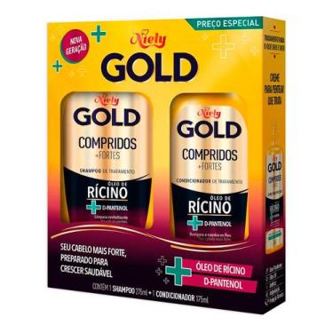 Imagem de Kit Shampoo Niely Gold Compridos + Fortes 275ml + Condicionador 175ml