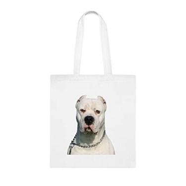 Imagem de Sacola Dogo Argentino, presente Dogo Argentino, presente para Dogo Argentino, aniversário Dogo Argentino bolsa de ombro, sacola reutilizável Dogo Argentino, Branco