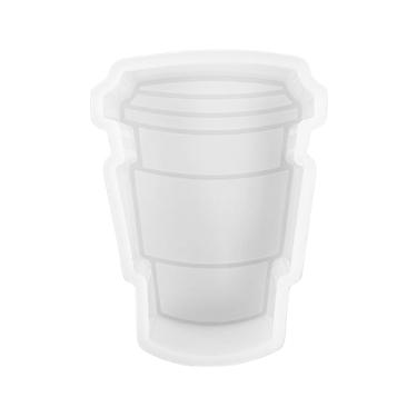 Imagem de Molde de silicone para copo de café latte | 5,5 cm de largura x 7,6 cm de comprimento x 2 cm de profundidade | Molde de silicone para frescos, molde de silicone para epóxi, molde de silicone para sabão | Design de xícara de café Starb para viagem