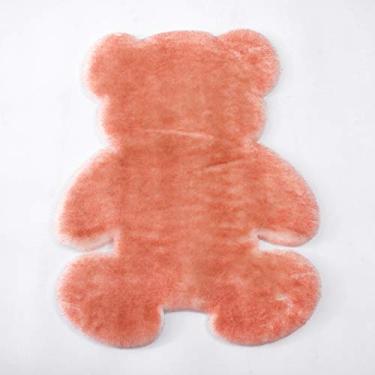 Imagem de Tapetes de área falsos fofos, antiderrapante super macio em forma de desenho animado tapete de pilha curta lavável para sala de estar quarto estudo banheiro varanda almofada de sofá infantil, rosa, 60 * 80 cm