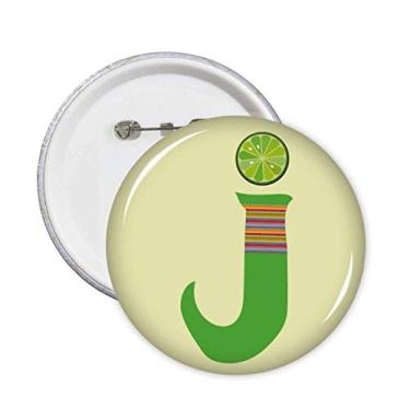 Imagem de J Alfabeto Laranja Frutas Bonito Padrão Broche Emblema Botão Decoração 5 peças